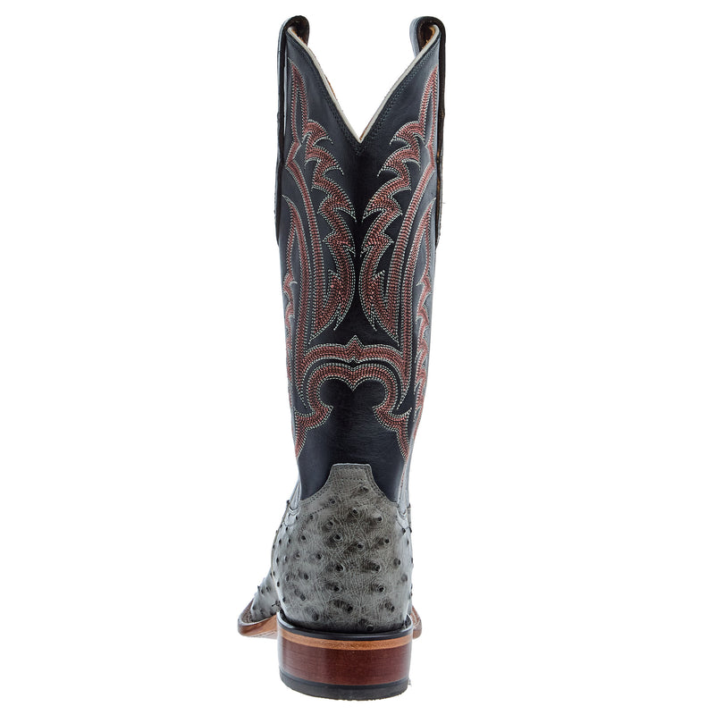 Tony Lama Men's Grey Full Quill Ostrich 13in Black Top Cowboy Boot