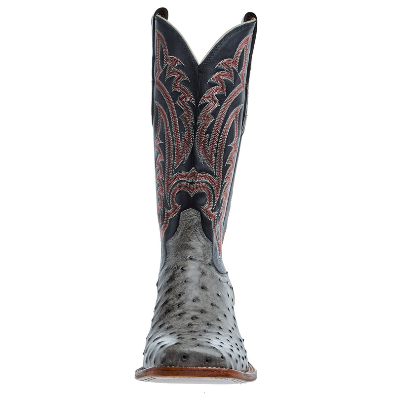 Tony Lama Men's Grey Full Quill Ostrich 13in Black Top Cowboy Boot