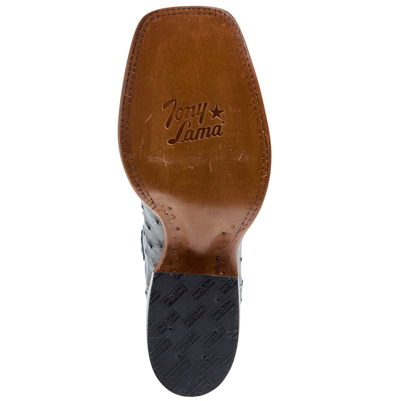 Tony Lama Men's Grey Full Quill Ostrich 13in Black Top Cowboy Boot