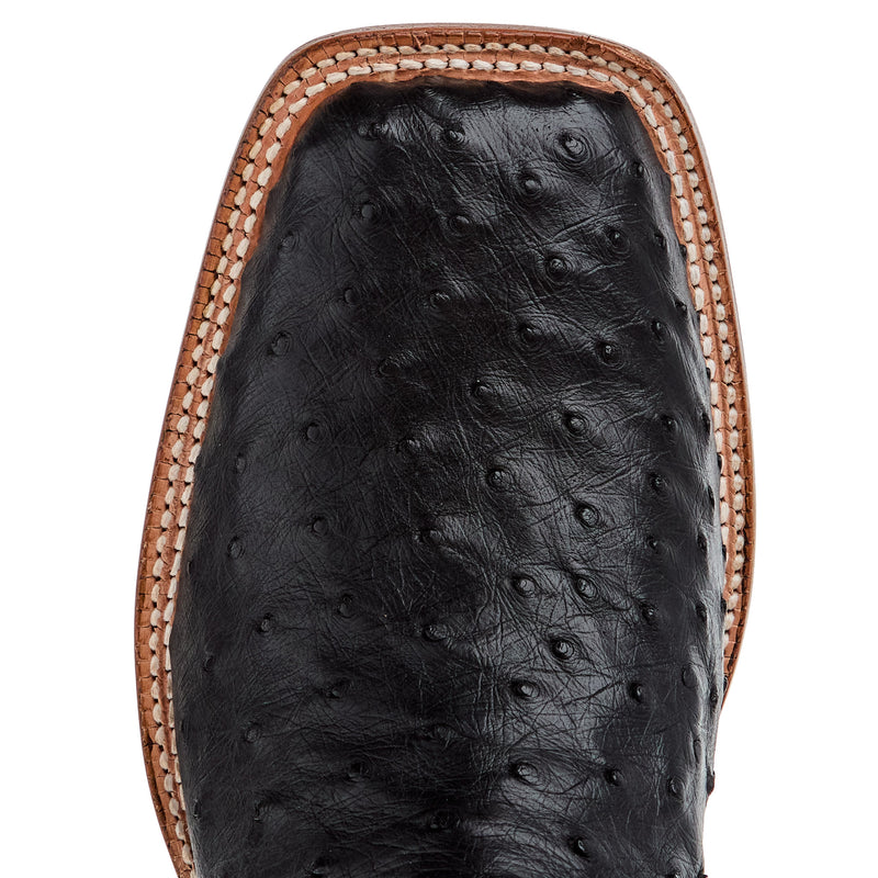 Tony Lama Men`s Black Full Quill Ostrich 13In Red Top Cowboy Boot