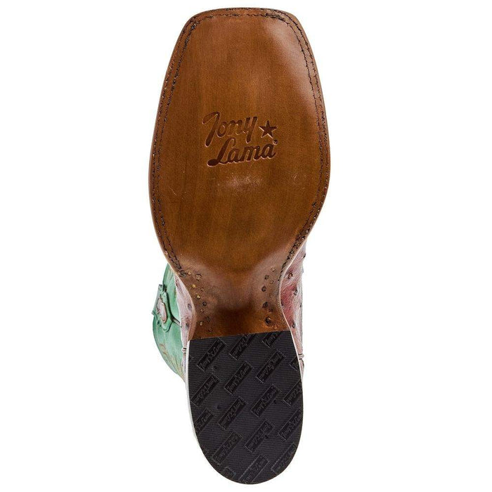 Tony Lama Men`s Tobac Full Quill Ostrich 13In Green Top Cowboy Boot