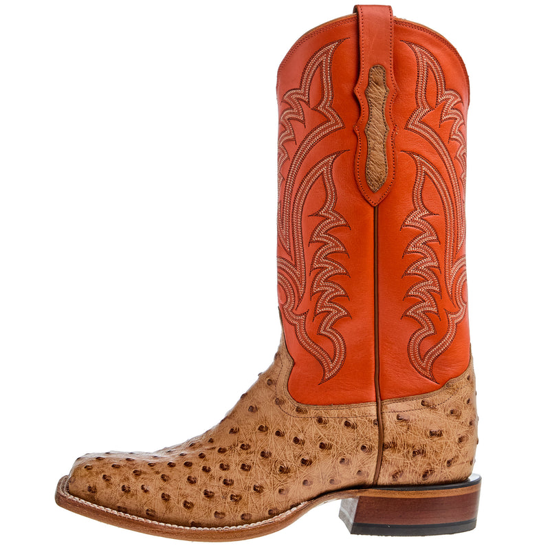 Tony Lama Men`s Terra Vintage Full Quill Ostrich 13In Orange Top Boot