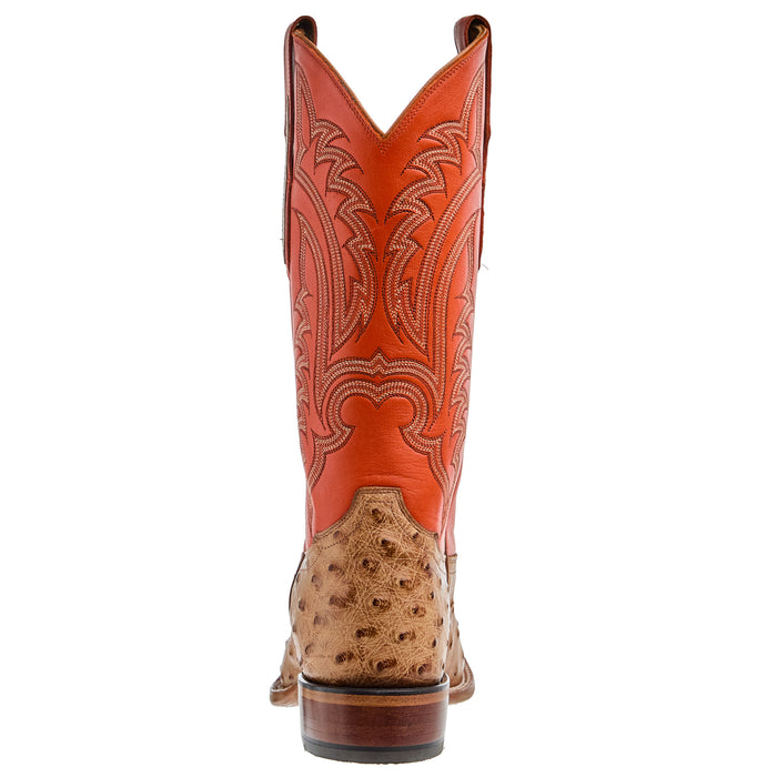 Tony Lama Men`s Terra Vintage Full Quill Ostrich 13In Orange Top Boot