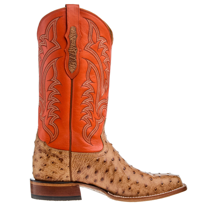 Tony Lama Men`s Terra Vintage Full Quill Ostrich 13In Orange Top Boot