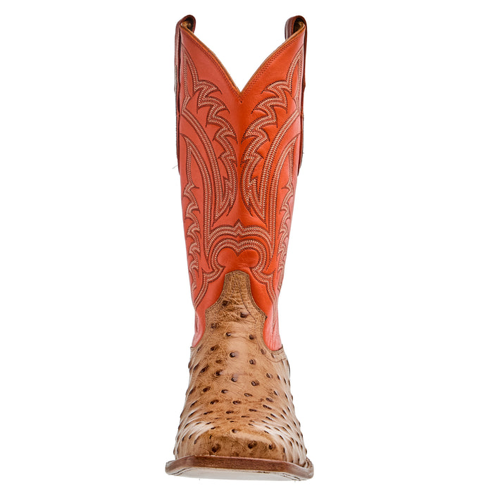 Tony Lama Men`s Terra Vintage Full Quill Ostrich 13In Orange Top Boot