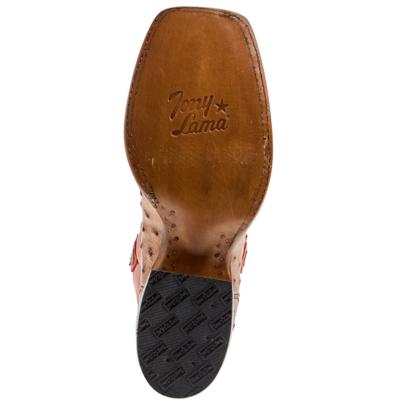 Tony Lama Men`s Terra Vintage Full Quill Ostrich 13In Orange Top Boot