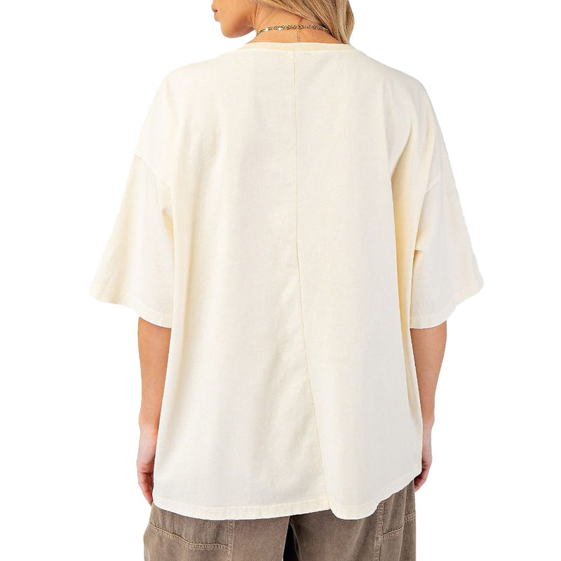 Easel Women's Cream Star Stud Top