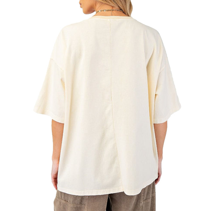 Easel Women's Cream Star Stud Top