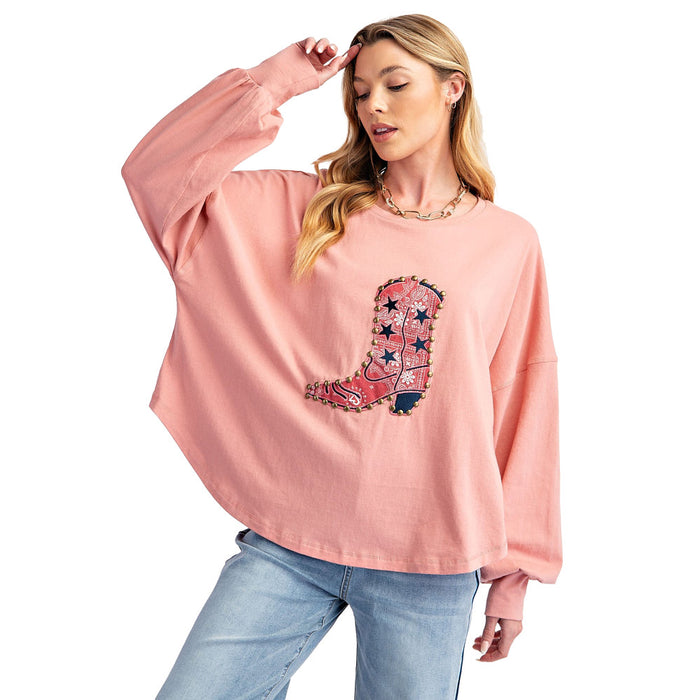 Easel Women's Antique Rose Boot Patch with Studs Top