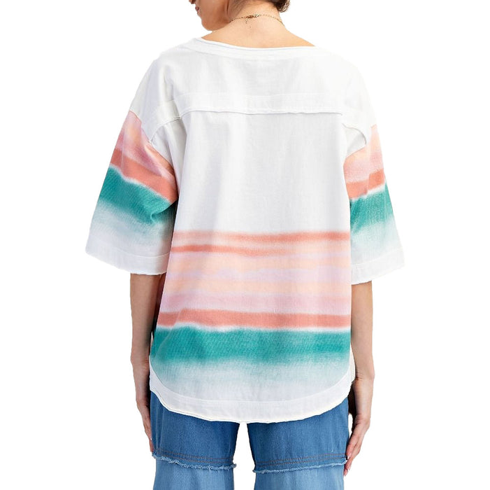 Easel Women's White Cactus Stripe Top