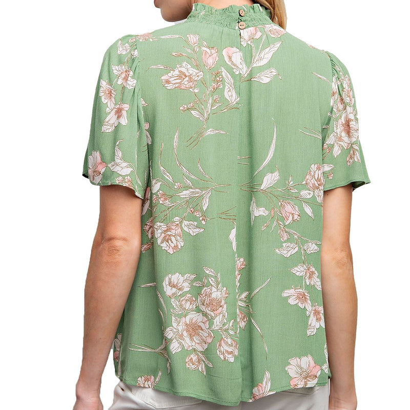 Easel Women's Sage Floral Top