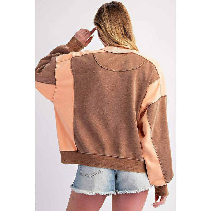 Entro Women's Mocha Color Block Pullover