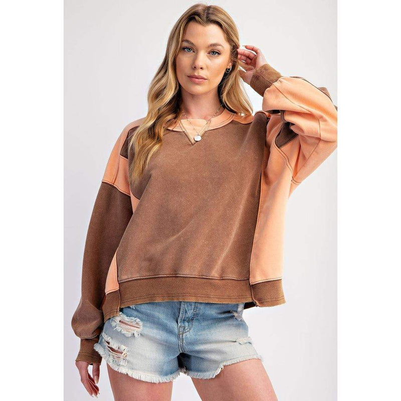 Entro Women's Mocha Color Block Pullover