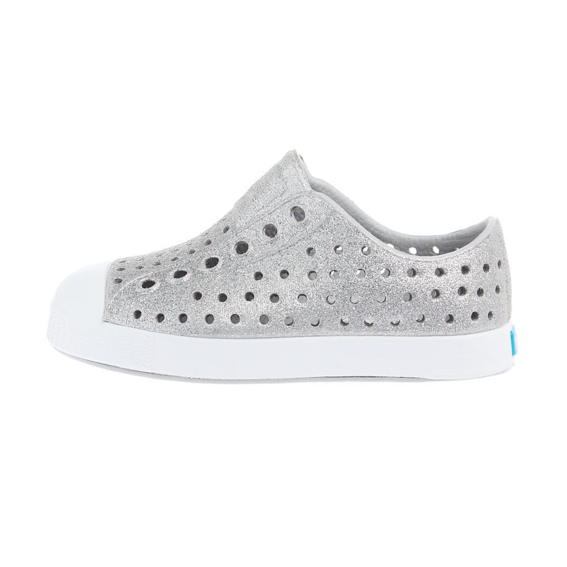 Native Toddlers Jefferson Bio-Bling Platinum and White Casual Shoe