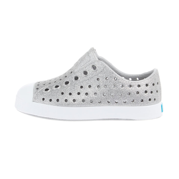 Native Toddlers Jefferson Bio-Bling Platinum and White Casual Shoe