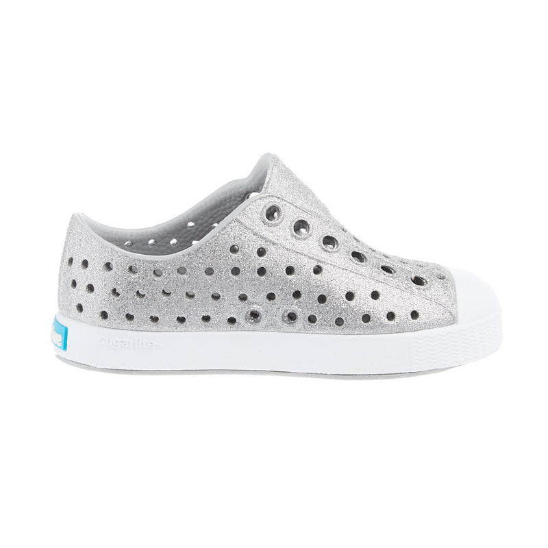 Native Toddlers Jefferson Bio-Bling Platinum and White Casual Shoe