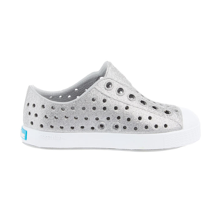 Native Toddlers Jefferson Bio-Bling Platinum and White Casual Shoe