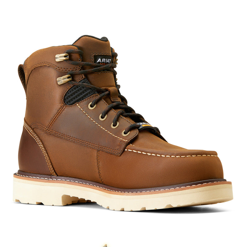 Ariat Men`s Rebar Lift 6In Waterproof Distressed Brown CT Work Boot