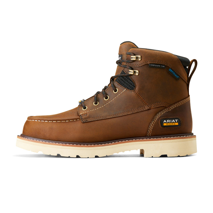 Ariat Men`s Rebar Lift 6In Waterproof Distressed Brown CT Work Boot