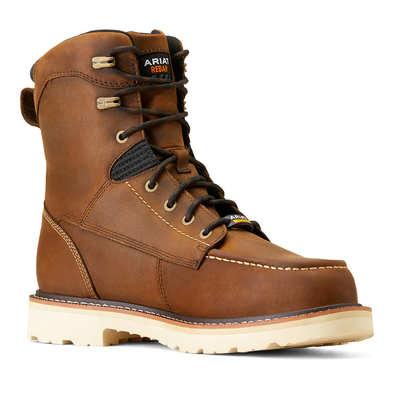 Ariat Mens Rebar Lift 8in Waterproof Distressed Brown CT Work Boot