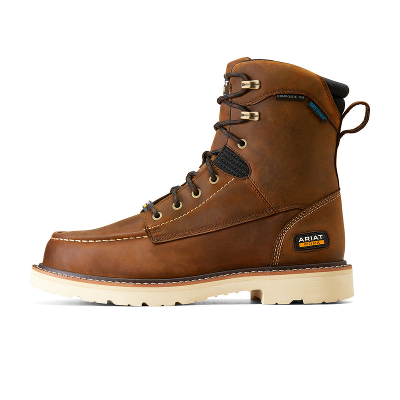Ariat Mens Rebar Lift 8in Waterproof Distressed Brown CT Work Boot