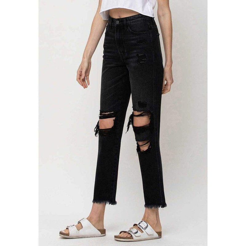 Flying Monkey Womens Super High Distressed Crop Jean