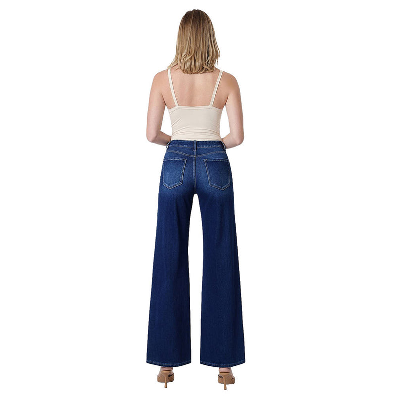 Flying Monkey Women's Abound High Rise Dark Wash Wide Jeans