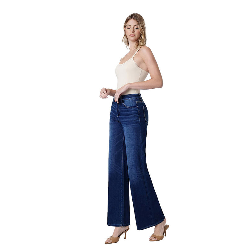 Flying Monkey Women's Abound High Rise Dark Wash Wide Jeans