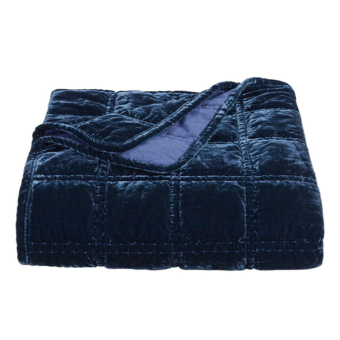 Hiend Accents Stella Faux Silk Velvet Midnight Blue Throw