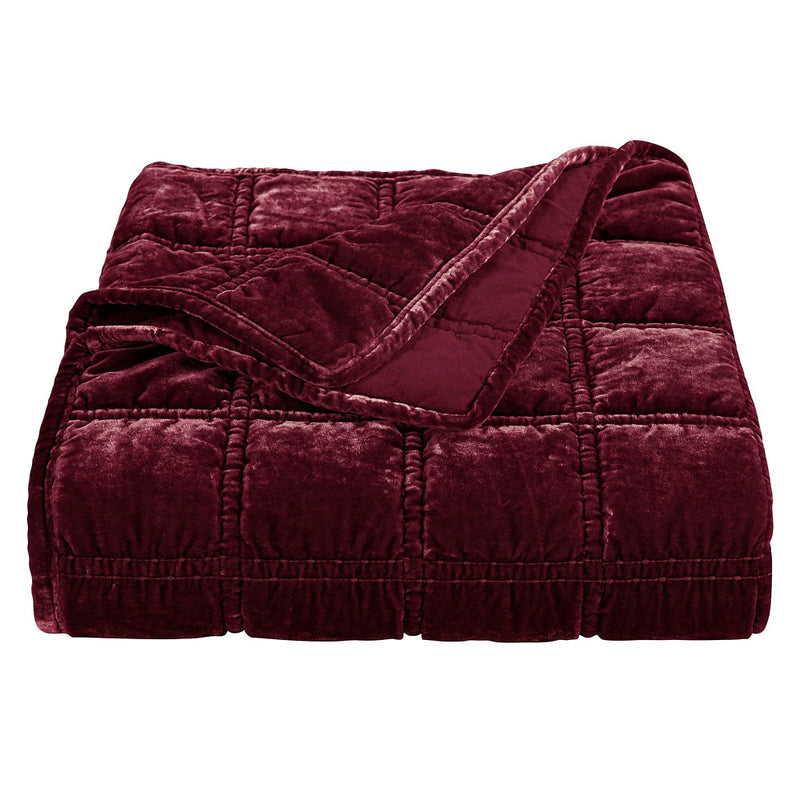 Hiend Accents Stella Faux Silk Velvet Red Throw