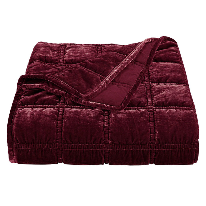 Hiend Accents Stella Faux Silk Velvet Red Throw