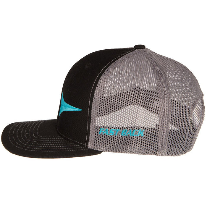 Fast Back Mens Black Cap With Turquoise Logo