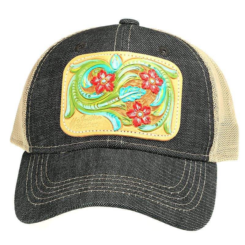 Mcintire Saddlery Women's Painted Floral Denim Cap