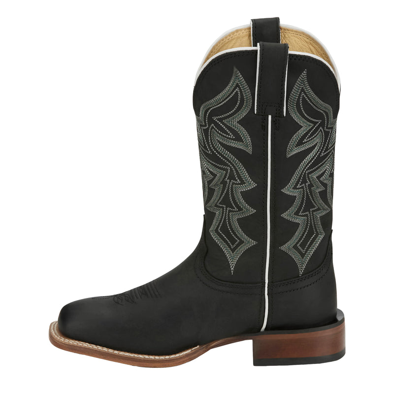 Justin Boot Company Womens Black Cowhide Vamp 11In Black Cowhide Top Cowgirl Boot