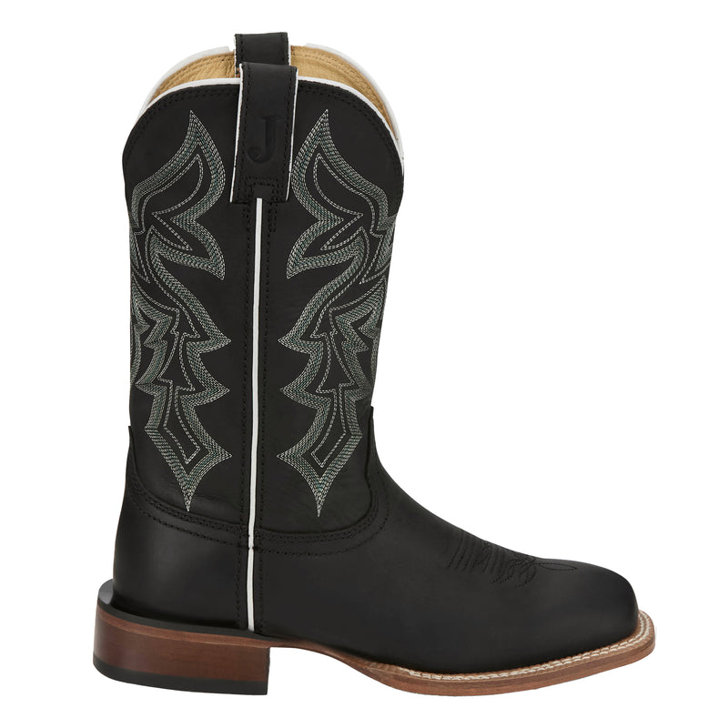 Justin Boot Company Womens Black Cowhide Vamp 11In Black Cowhide Top Cowgirl Boot