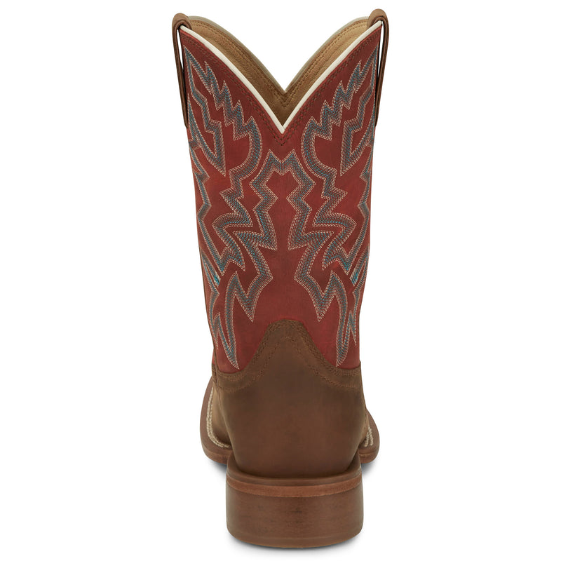 Justin Boot Company Mens Frontier Guy Brown Vamp 11in Orange Cowhide Top
