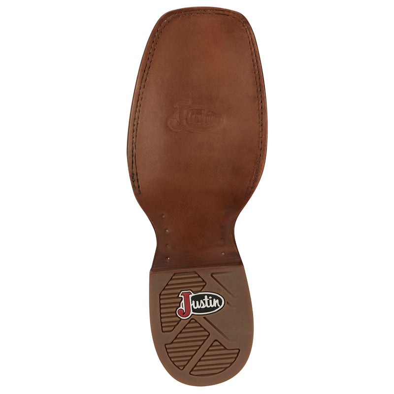 Justin Boot Company Mens Frontier Guy Brown Vamp 11in Orange Cowhide Top