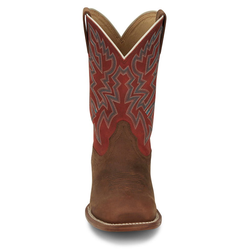Justin Boot Company Mens Frontier Guy Brown Vamp 11in Orange Cowhide Top