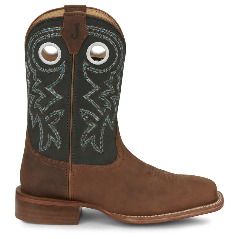 Justin Boot Company Mens Frontier Tuf Brown Vamp 11in Green Cowhide Top