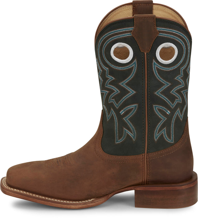 Justin Boot Company Mens Frontier Tuf Brown Vamp 11in Green Cowhide Top
