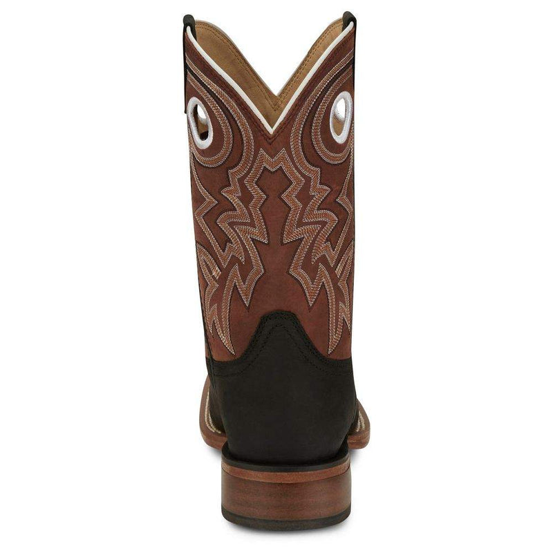 Justin Boot Company Mens Frontier Tuf Black Vamp 11in Red Cowhide Top