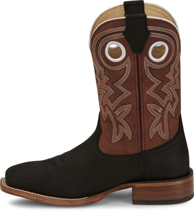 Justin Boot Company Mens Frontier Tuf Black Vamp 11in Red Cowhide Top