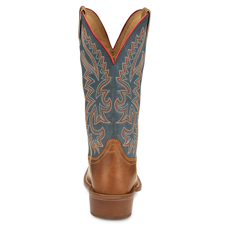 Justin Boot Company Men`s Frontier Show Off Oily Tan 13in Royal Blue Top