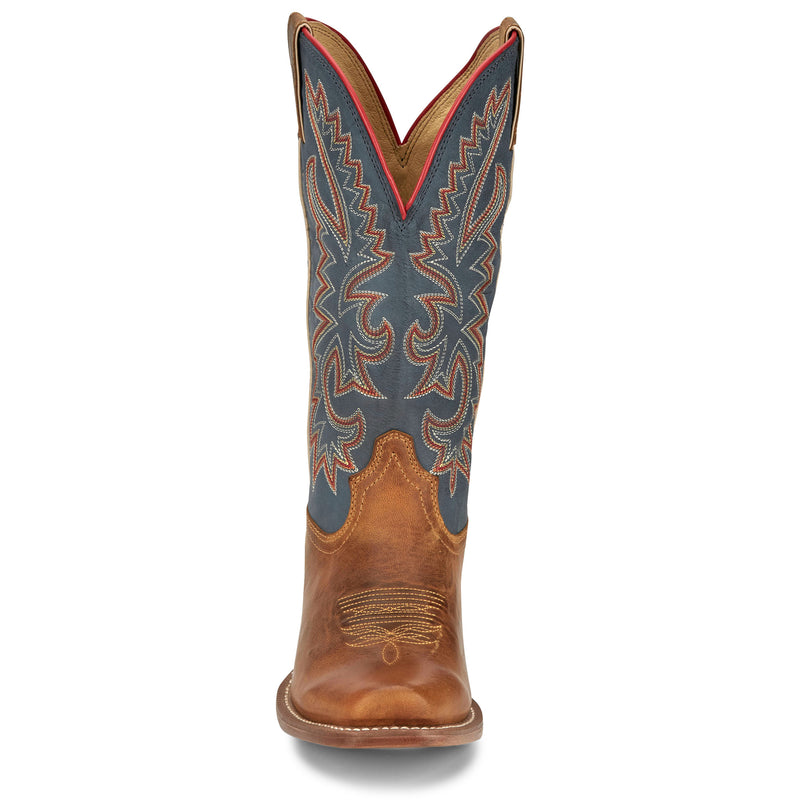 Justin Boot Company Men`s Frontier Show Off Oily Tan 13in Royal Blue Top