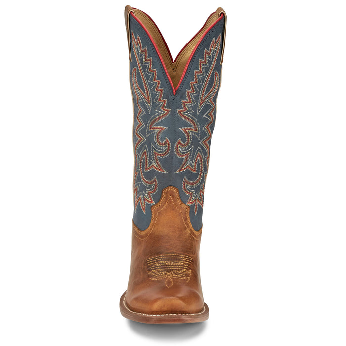 Justin Boot Company Men`s Frontier Show Off Oily Tan 13in Royal Blue Top