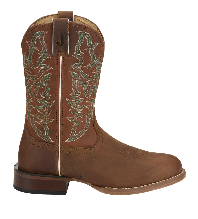 Justin Boot Company Mens Frontier Disco Man Sunset Brown 11In Orange Cowhide Top Cowboy Boot