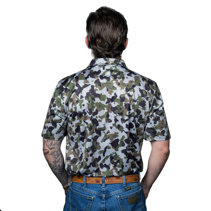 Ferrell Brands Inc Mens Camo Print Short Sleeve Polo
