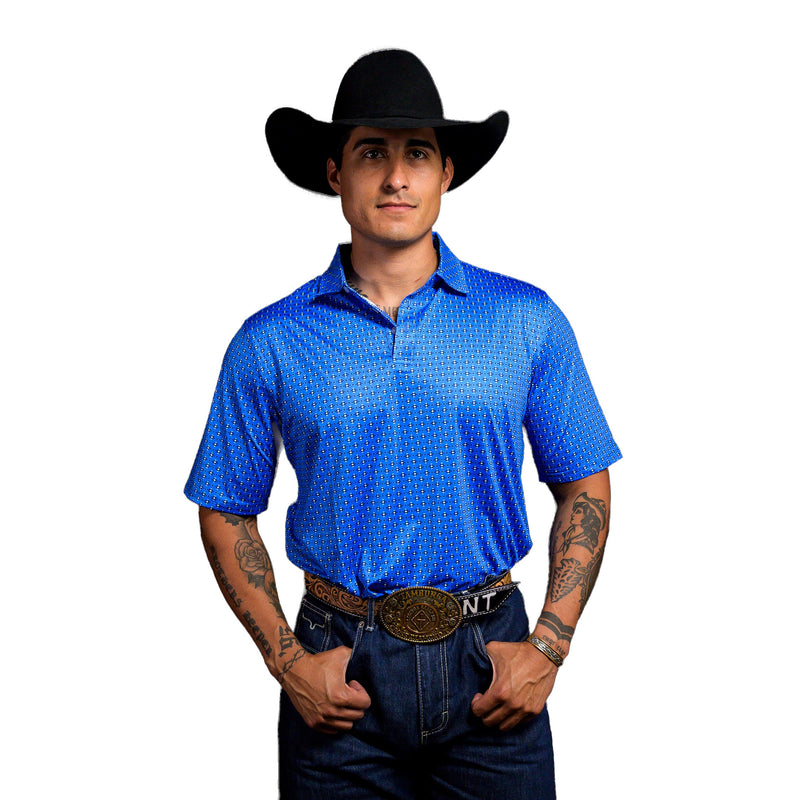Ferrell Brands Inc Mens Blue Print Polo
