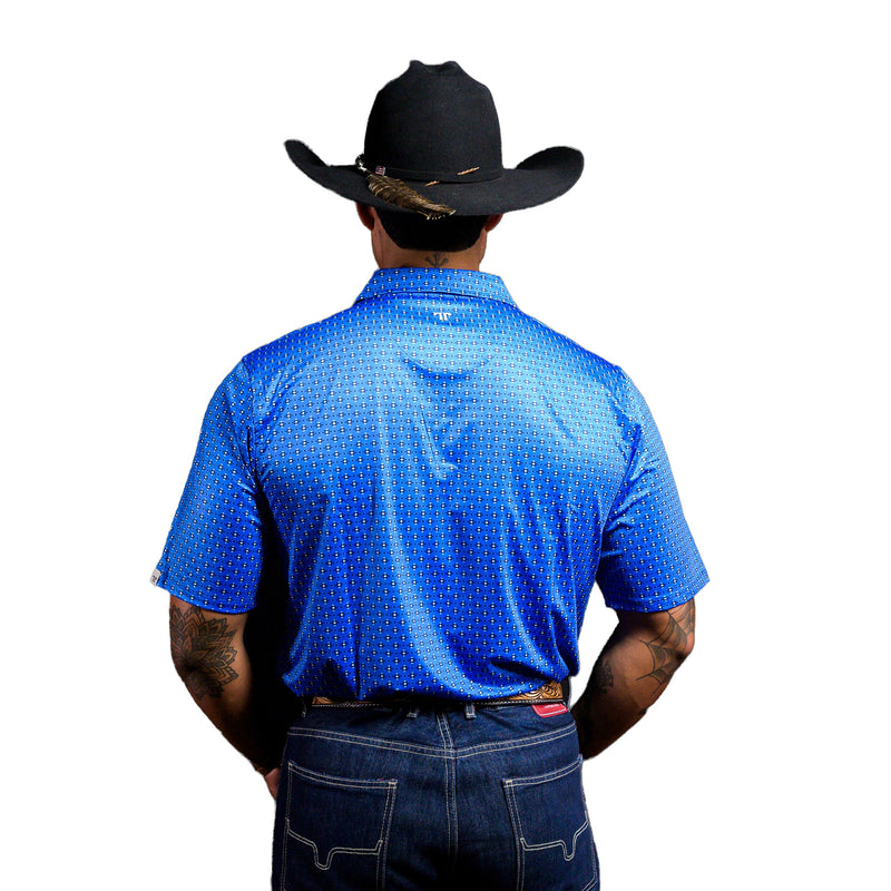 Ferrell Brands Inc Mens Blue Print Polo