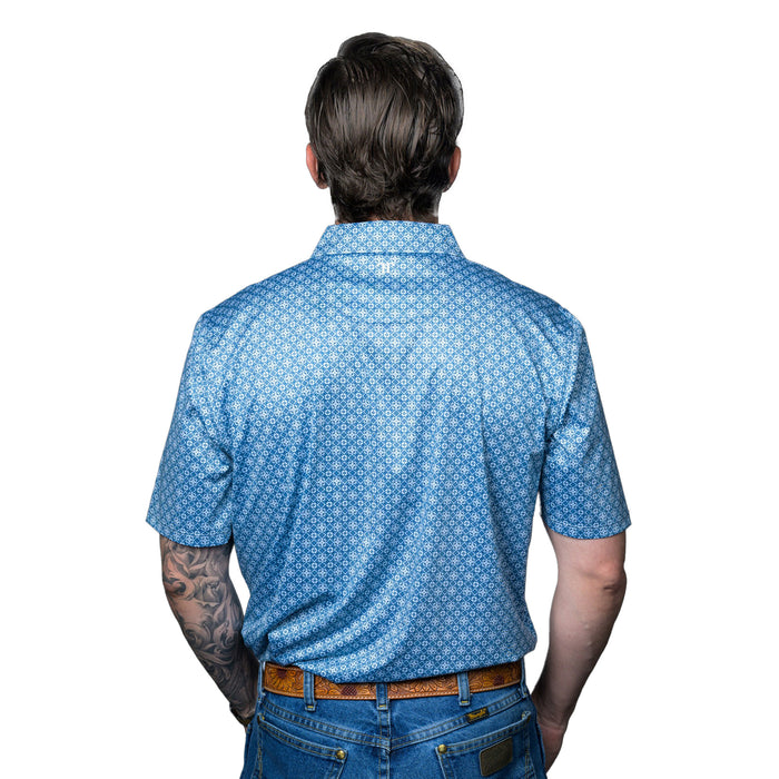 Ferrell Brands Inc Mens Light Blue Print Polo